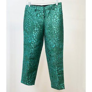 J.Crew City Fit emerald green leopard straight leg work pants colorful